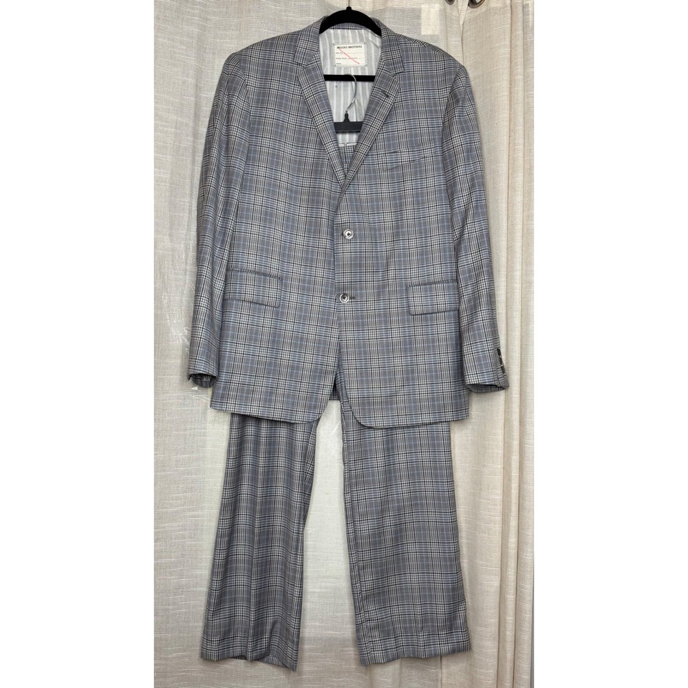 NWT Brooks Brothers Black Fleece Thom Browne Wool Plaid Suit Grey BB4 44R 36x30